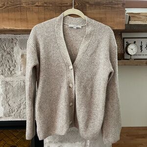 Loft brown oatmeal  V-neck cardigan with flared sleeves size small